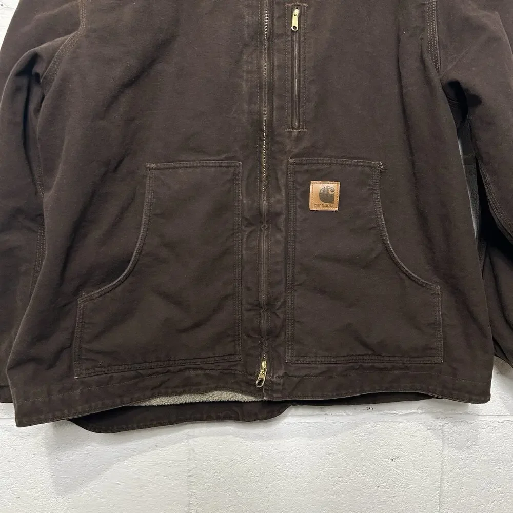 Vintage Carhartt Sherpa-Lined Ridge Jacket “Dark Brown” C61 - Picture 4 of 13
